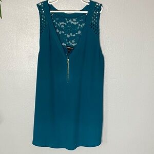 Express Teal Top with Lace Accent
